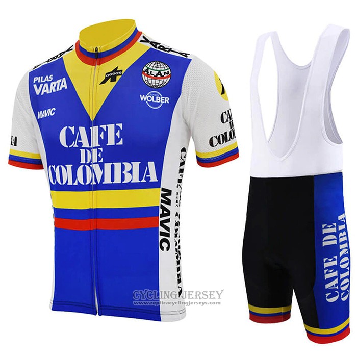 2021 Cycling Jersey Colombia Blue White Short Sleeve And Bib Short